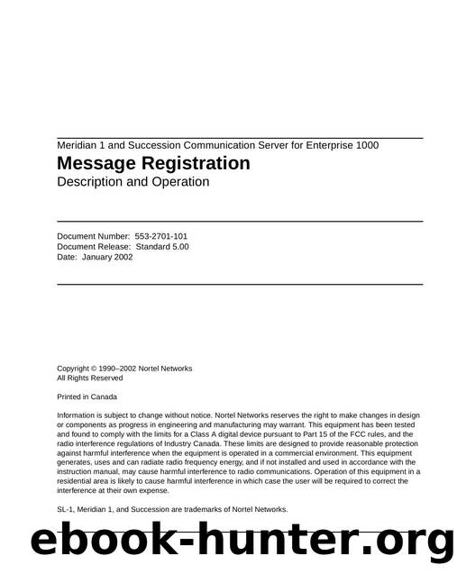 Message Registration Descripion and Operation by Nortel Networks