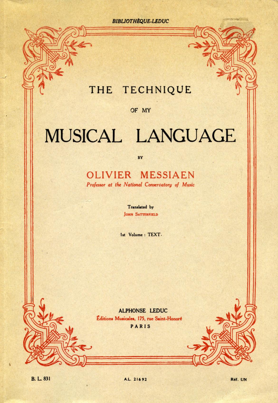 Messiaen Olivier Technique of my Musical Language Text by Unknown