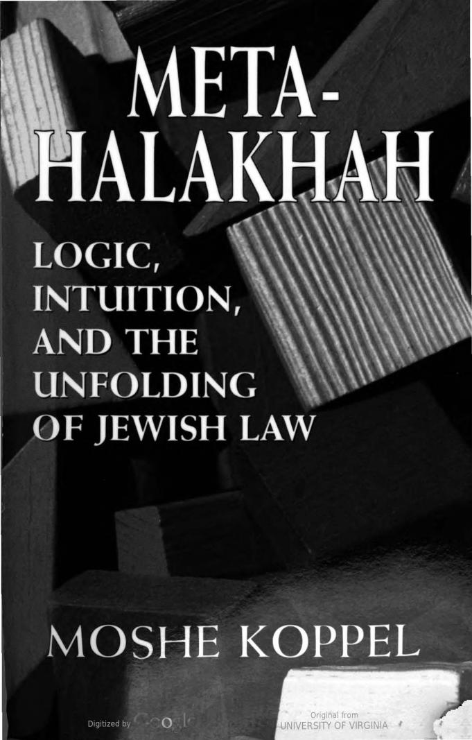 Meta-halakhah : logic, intuition and the unfolding of Jewish law by Moshe Koppel