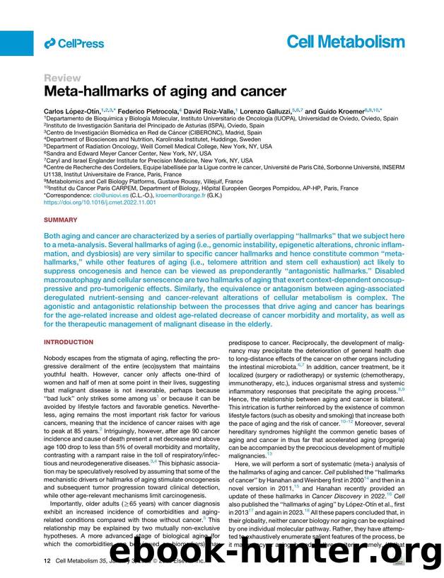Meta-hallmarks of aging and cancer by Carlos López-Otín & Federico Pietrocola & David Roiz-Valle & Lorenzo Galluzzi & Guido Kroemer