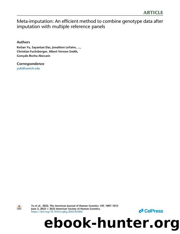 Meta-imputation: An efficient method to combine genotype data after imputation with multiple reference panels by unknow