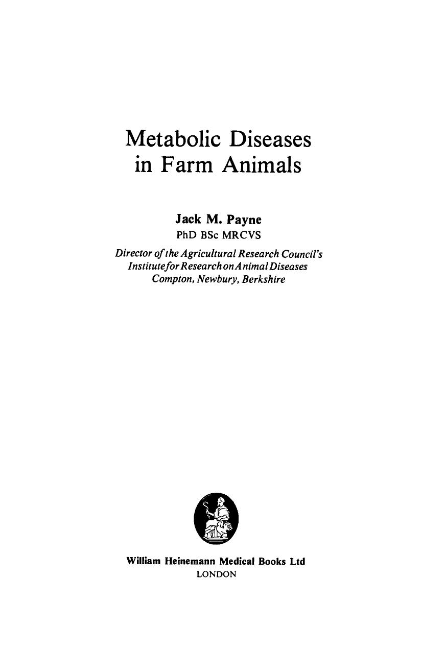 Metabolic Diseases in Farm Animals by Jack M. Payne (Auth.)