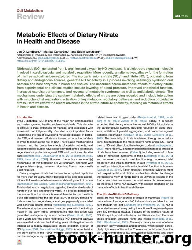 Metabolic Effects of Dietary Nitrate in Health and Disease by Jon O. Lundberg & Mattias Carlström & Eddie Weitzberg
