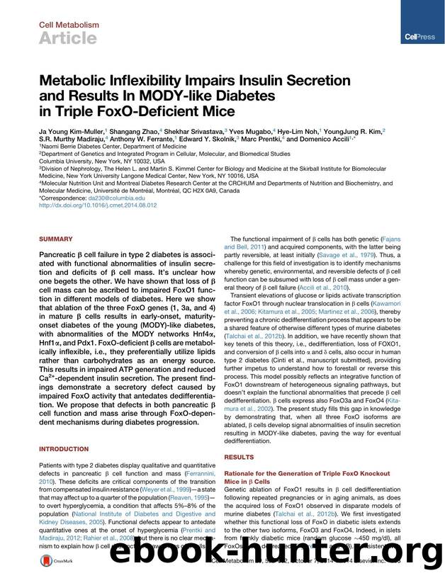 Metabolic Inflexibility Impairs Insulin Secretion and Results In MODY-like Diabetes in Triple FoxO-Deficient Mice by unknow