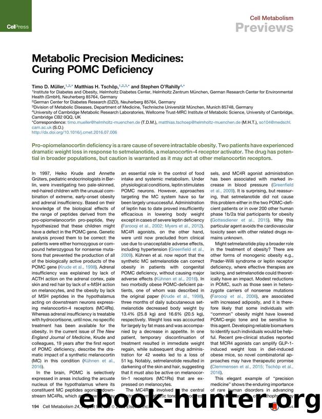 Metabolic Precision Medicines: Curing POMC Deficiency by Timo D. Müller & Matthias H. Tschöp & Stephen O’Rahilly