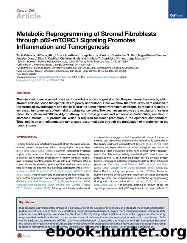 Metabolic Reprogramming of Stromal Fibroblasts through p62-mTORC1 Signaling Promotes Inflammation and Tumorigenesis by unknow
