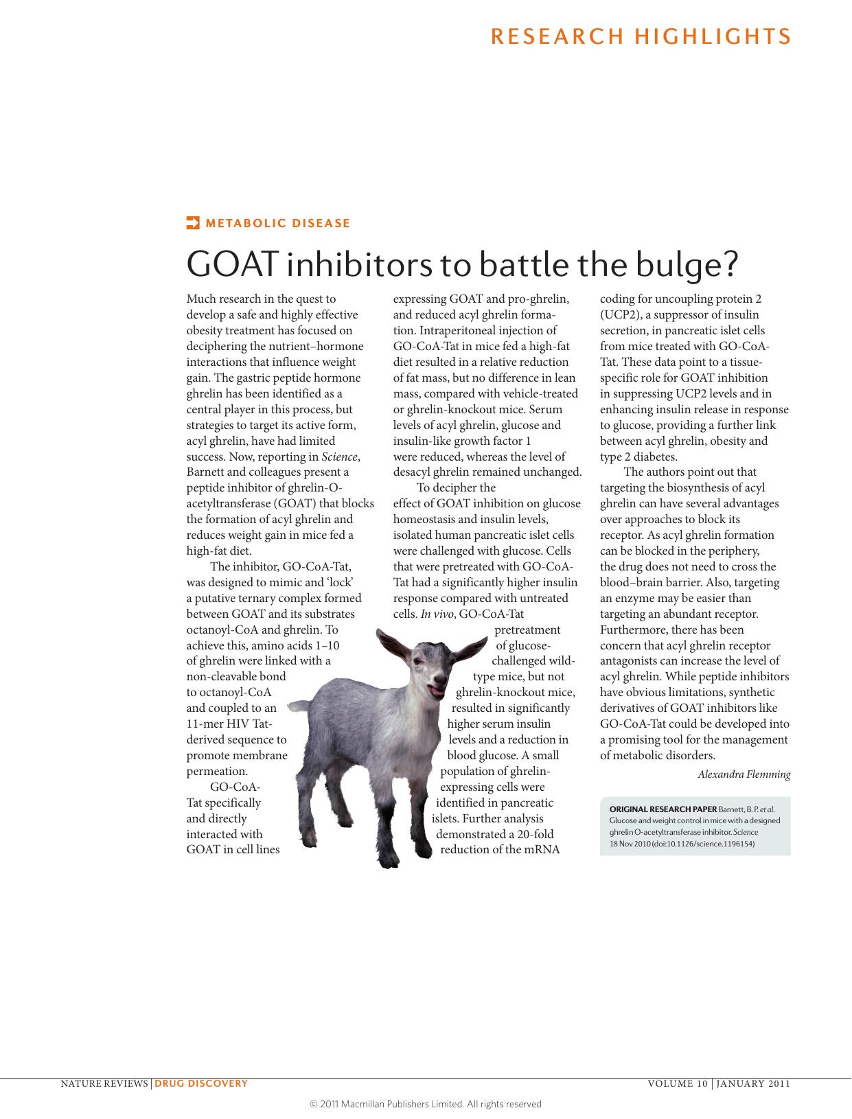 Metabolic disease: GOAT inhibitors to battle the bulge? by Alexandra Flemming