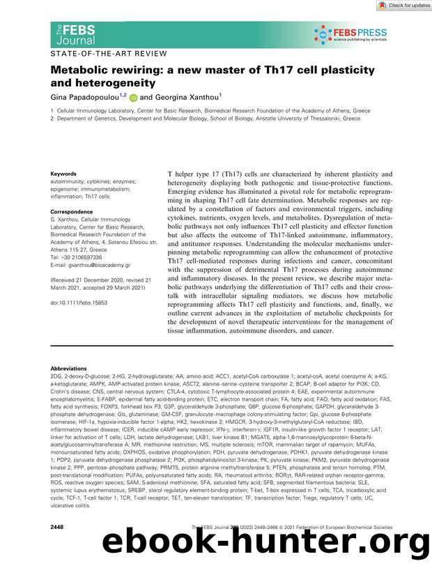 Metabolic rewiring: a new master of Th17 cell plasticity and heterogeneity by Unknown
