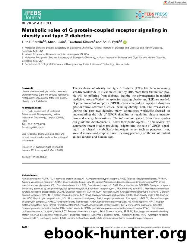 Metabolic roles of G proteinâcoupled receptor signaling in obesity and type 2 diabetes by Unknown