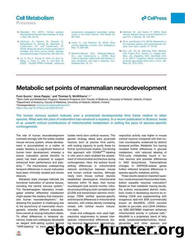 Metabolic set points of mammalian neurodevelopment by Fumi Suomi & Anna Rappe & Thomas G. McWilliams