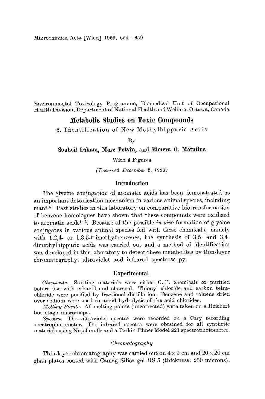 Metabolic studies on toxic compounds by Unknown