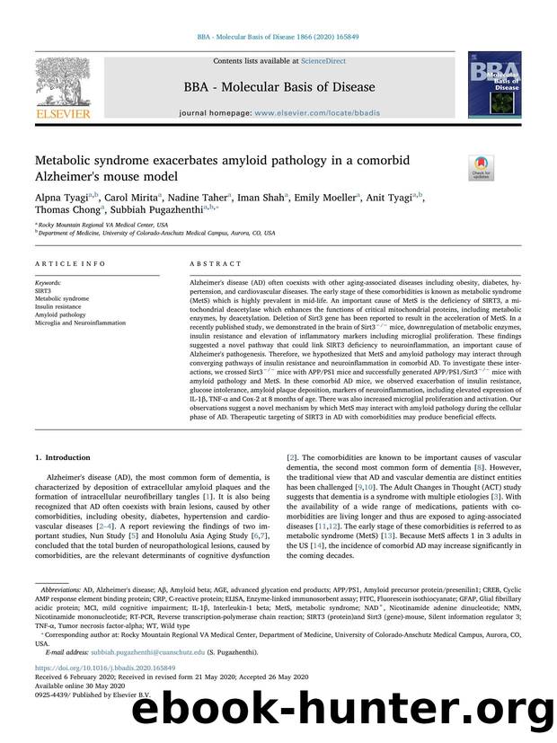 Metabolic syndrome exacerbates amyloid pathology in a comorbid Alzheimer's mouse model by unknow