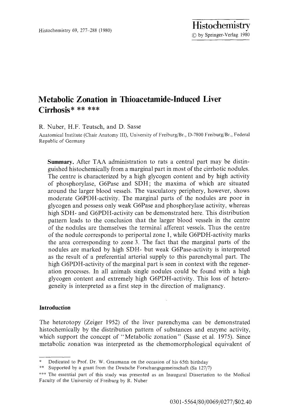 Metabolic zonation in thioacetamide-induced liver cirrhosis by Unknown