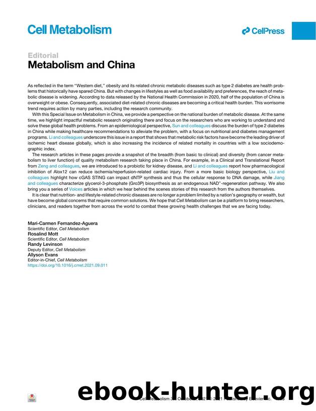 Metabolism and China by Mari-Carmen Fernandez-Aguera & Rosalind Mott & Randy Levinson & Allyson Evans