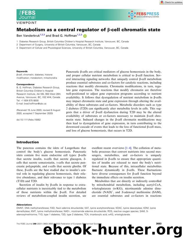 Metabolism as a central regulator of Î²âcell chromatin state by Unknown