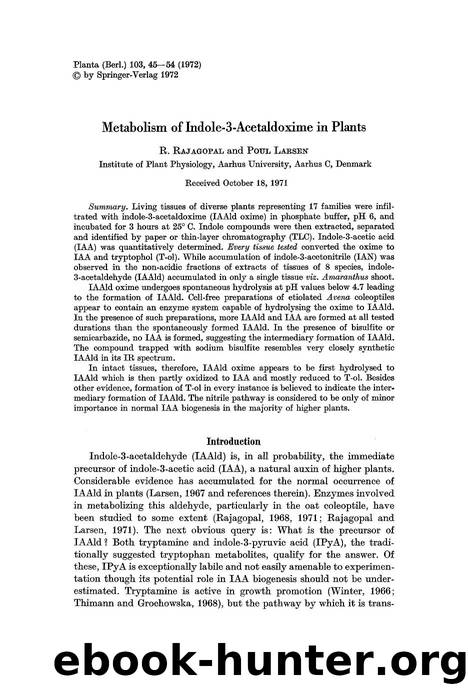 Metabolism of indole-3-acetaldoxime in plants by Unknown