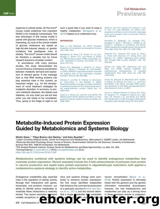 Metabolite-Induced Protein Expression Guided by Metabolomics and Systems Biology by Martin Giera & Filipe Branco dos Santos & Gary Siuzdak