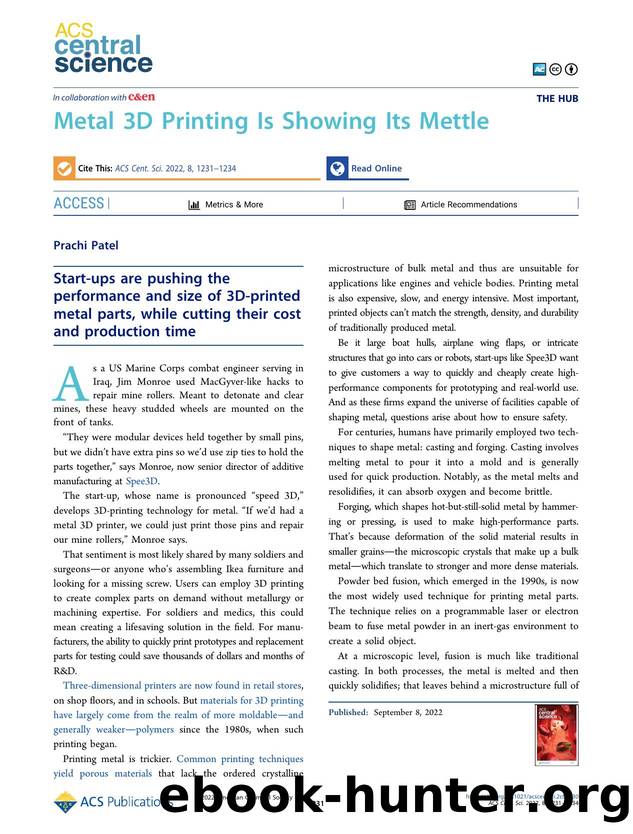 Metal 3D Printing Is Showing Its Mettle by Prachi Patel