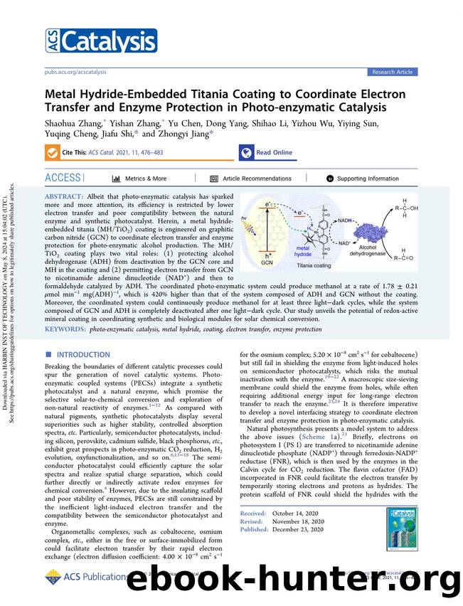 Metal Hydride-Embedded Titania Coating to Coordinate Electron Transfer and Enzyme Protection in Photo-enzymatic Catalysis by unknow
