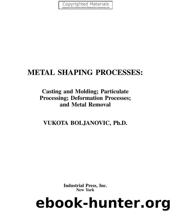 Metal Shaping Processes by 4<8=8AB@0B>@