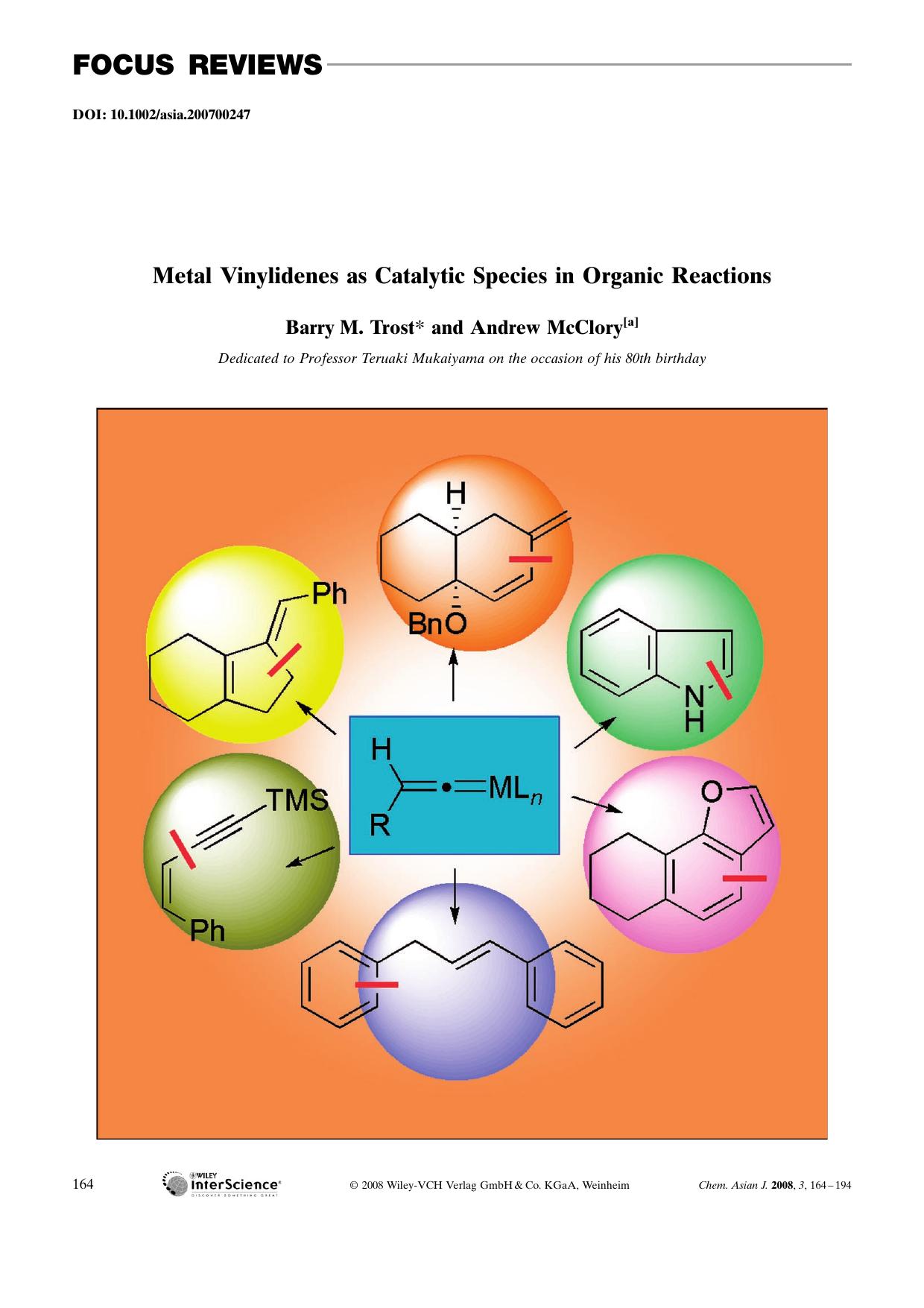 Metal Vinylidenes as Catalytic Species in Organic Reactions by Unknown