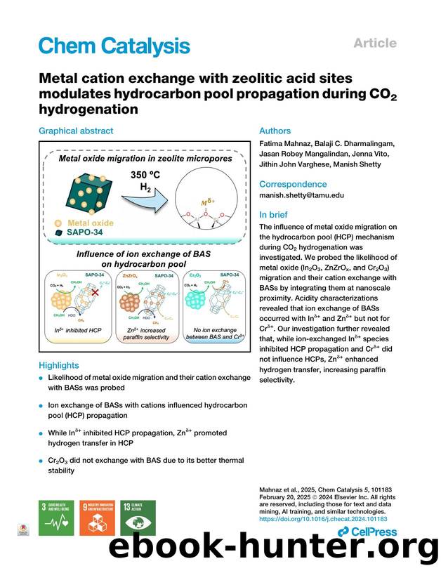 Metal cation exchange with zeolitic acid sites modulates hydrocarbon pool propagation during CO2 hydrogenation by unknow