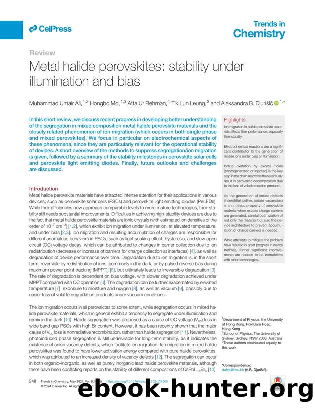 Metal halide perovskites: stability under illumination and bias by Muhammad Umair Ali