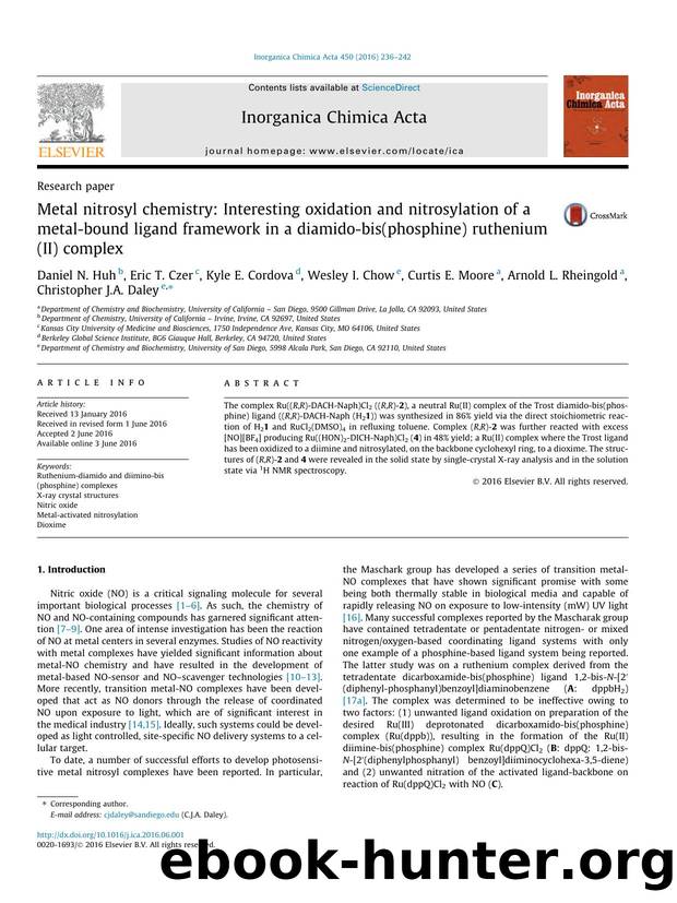 Metal nitrosyl chemistry: Interesting oxidation and nitrosylation of a metal-bound ligand framework in a diamido-bis(phosphine) ruthenium(II) complex by unknow