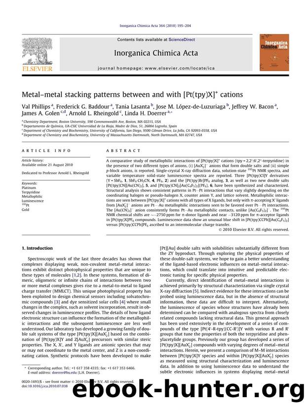MetalÃ¢â¬âmetal stacking patterns between and with [Pt(tpy)X]+ cations by unknow