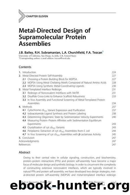 Metal-Directed Design of Supramolecular Protein Assemblies by J.B. Bailey & R.H. Subramanian & L.A. Churchfield & F.A. Tezcan
