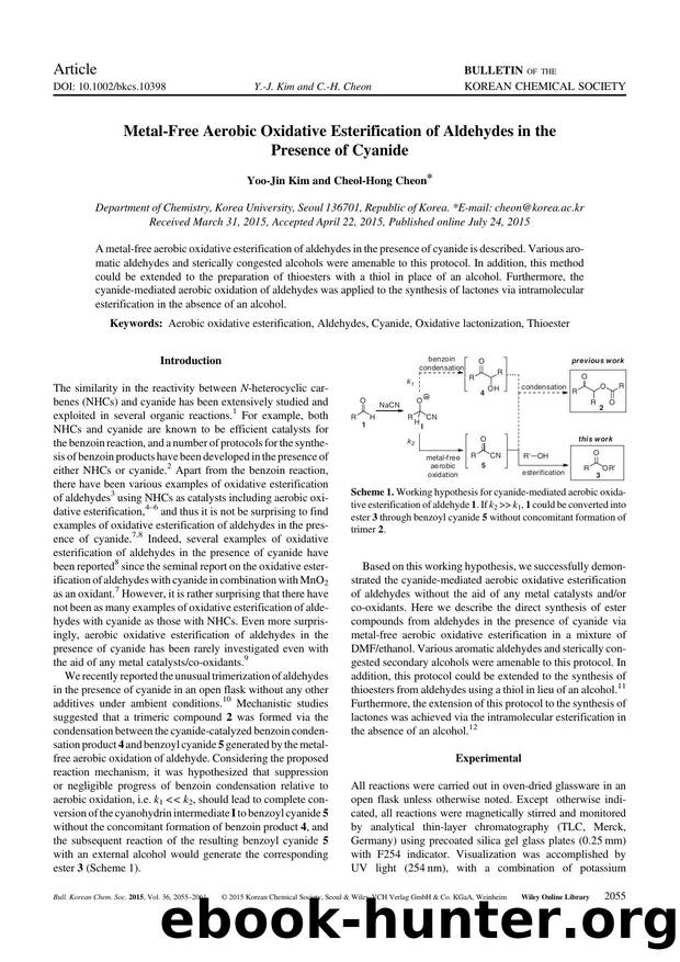 Metal-Free Aerobic Oxidative Esterification of Aldehydes in the Presence of Cyanide by Unknown