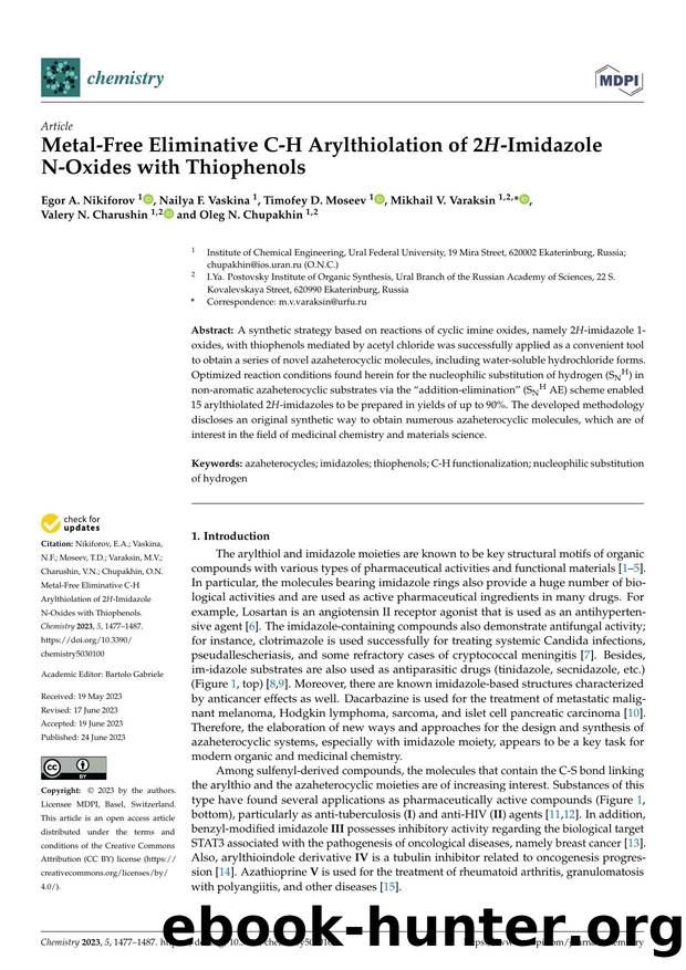 Metal-Free Eliminative C-H Arylthiolation of 2H-Imidazole N-Oxides with Thiophenols by unknow