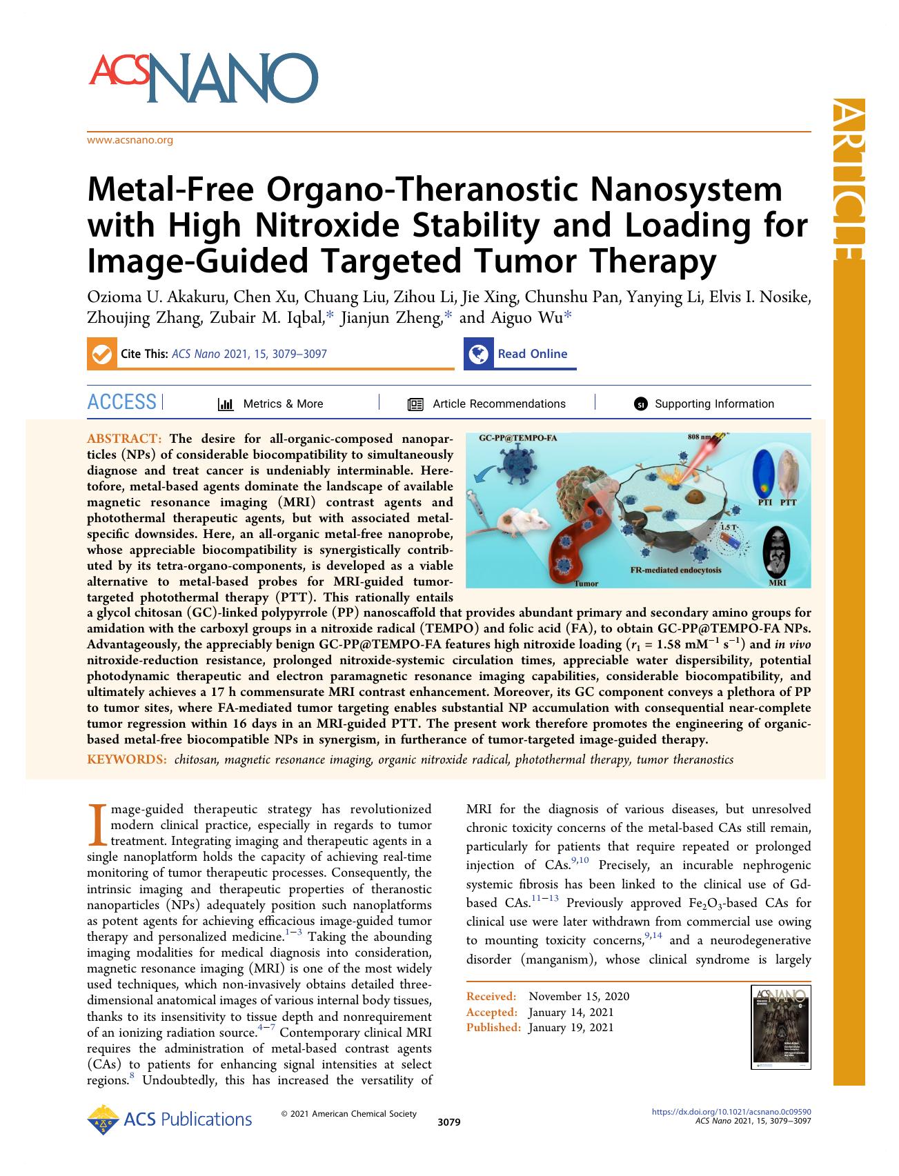Metal-Free Organo-Theranostic Nanosystem with High Nitroxide Stability and Loading for Image-Guided Targeted Tumor Therapy by unknow