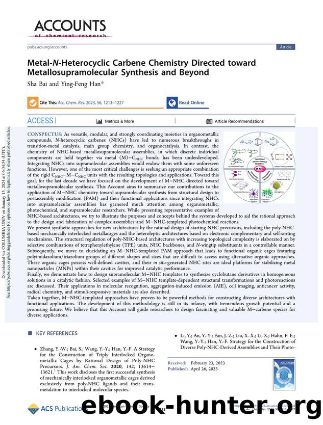 Metal-N-Heterocyclic Carbene Chemistry Directed toward Metallosupramolecular Synthesis and Beyond by Sha Bai & Ying-Feng Han