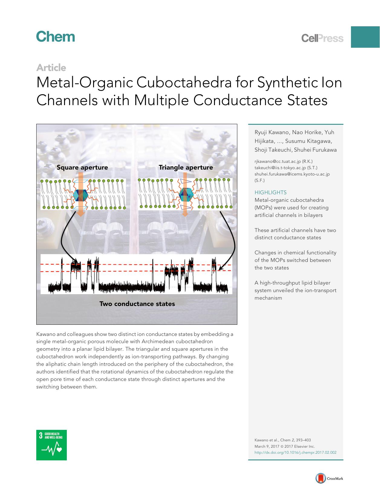 Metal-Organic Cuboctahedra for Synthetic Ion Channels with Multiple Conductance States by unknow