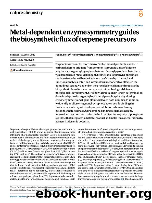 Metal-dependent enzyme symmetry guides the biosynthetic flux of terpene precursors by Felix Ecker & Abith Vattekkatte & Wilhelm Boland & Michael Groll