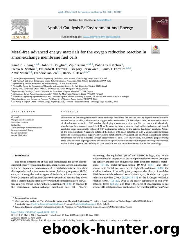 Metal-free advanced energy materials for the oxygen reduction reaction in anion-exchange membrane fuel cells by Ramesh K. Singh