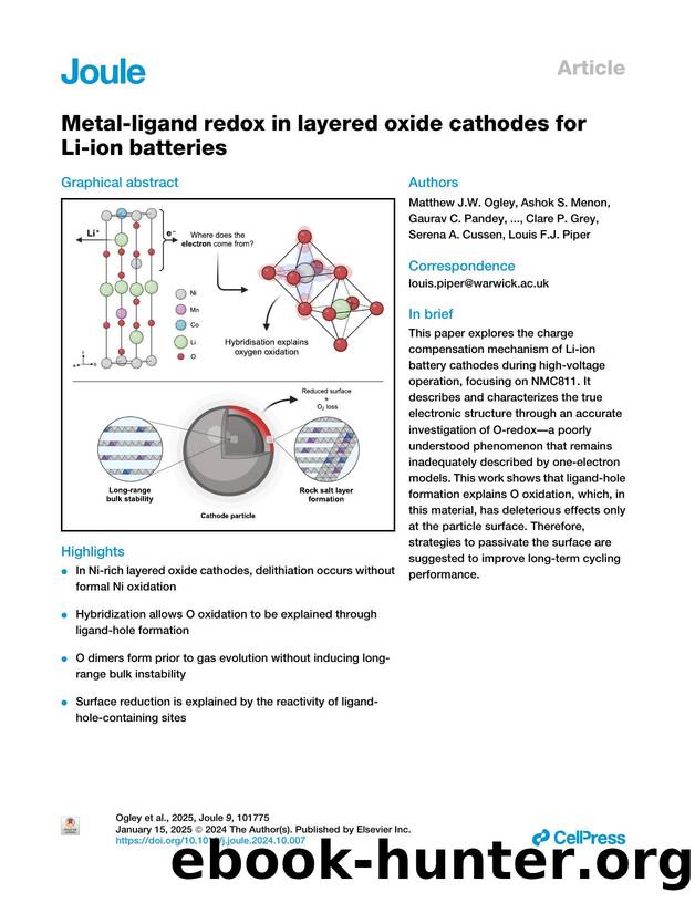 Metal-ligand redox in layered oxide cathodes for Li-ion batteries by unknow