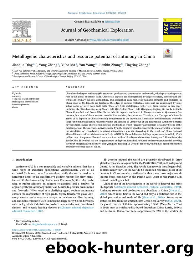 Metallogenic characteristics and resource potential of antimony in China by Jianhua Ding & Yong Zhang & Yubo Ma & Yan Wang & Jianbin Zhang & Tingting Zhang