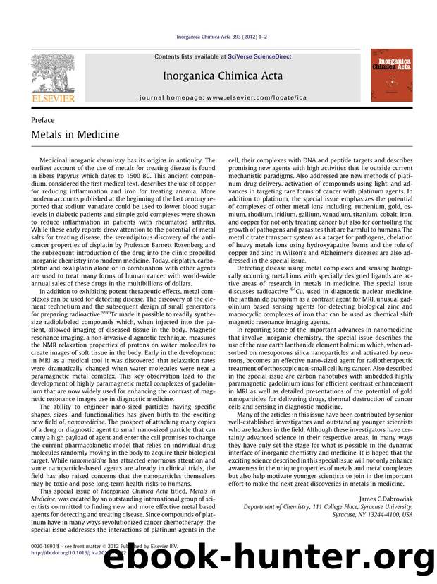 Metals in Medicine Special Issue by James C. Dabrowiak