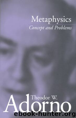 Metaphysics by Theodor W. Adorno