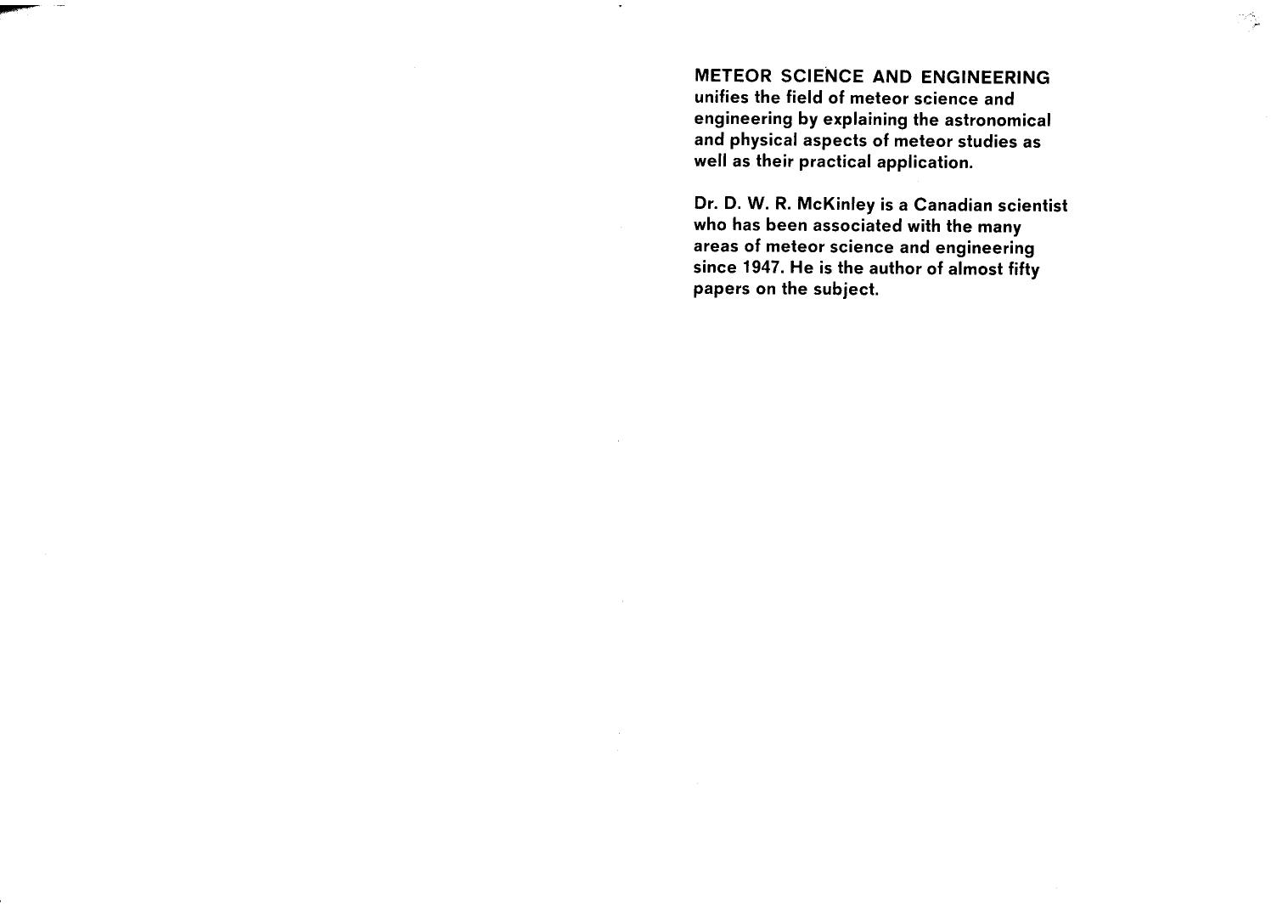 Meteor science and engineering by McKinley Donald William Robert