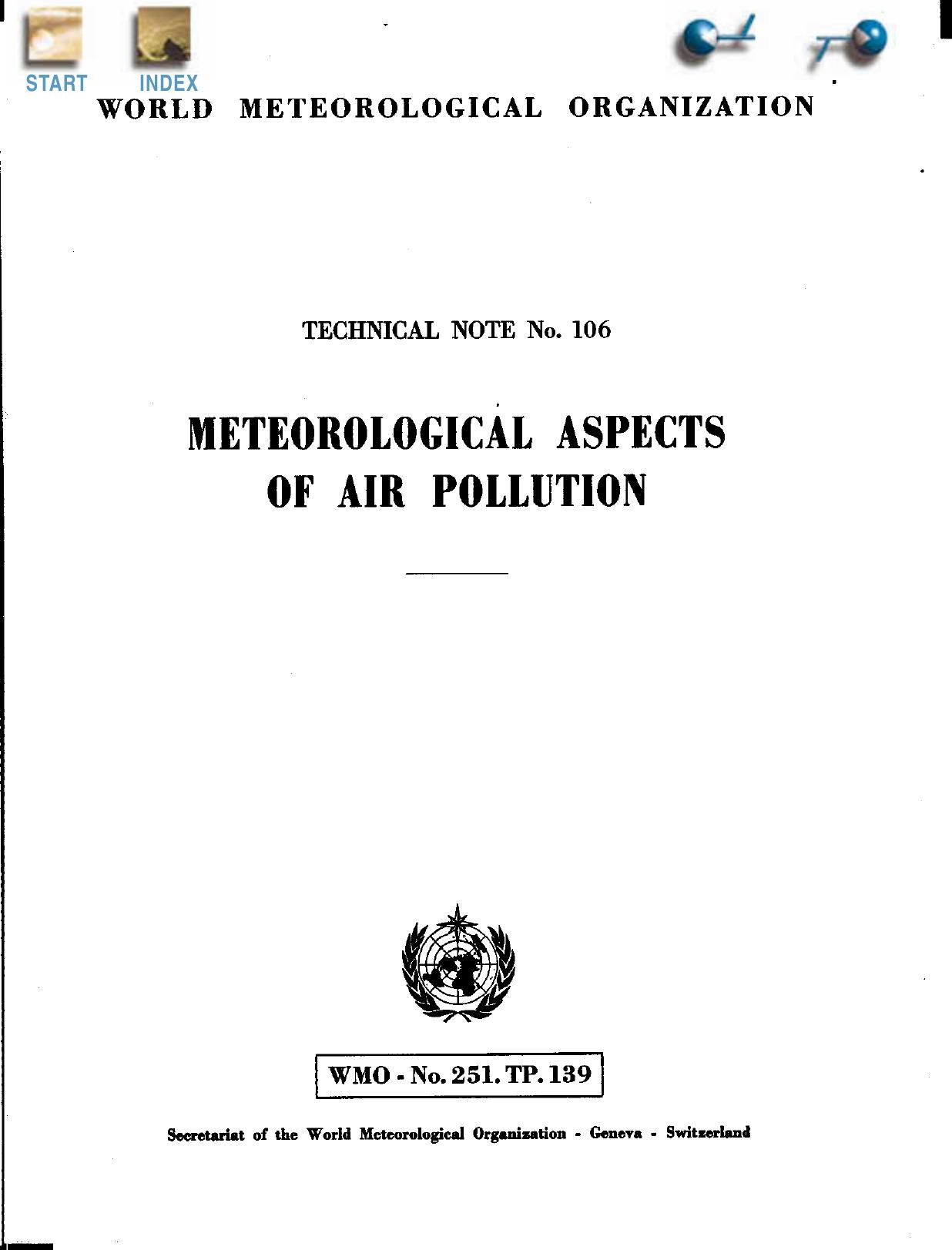 Meteorological Aspects of Air Pollution by World Meteorological Organization