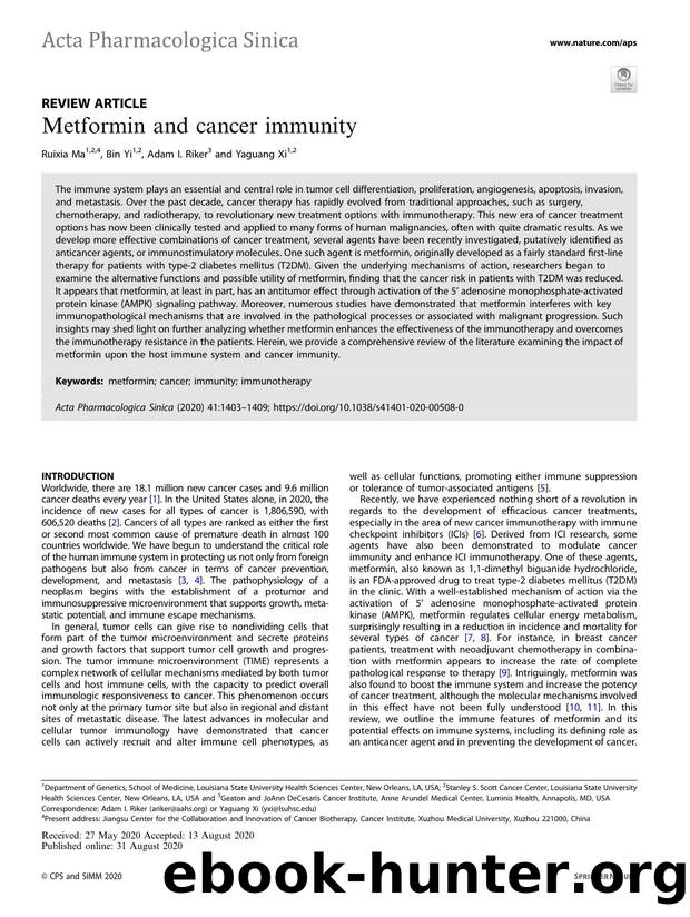 Metformin and cancer immunity by Ruixia Ma & Bin Yi & Adam I. Riker & Yaguang Xi