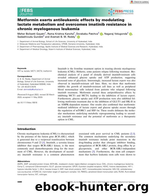 Metformin exerts antileukemic effects by modulating lactate metabolism and overcomes imatinib resistance in chronic myelogenous leukemia by Unknown