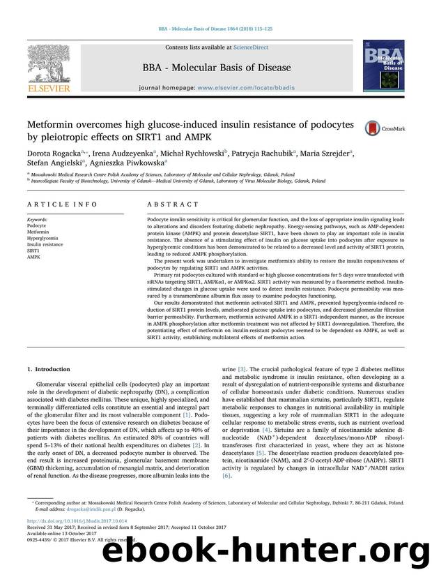 Metformin overcomes high glucose-induced insulin resistance of podocytes by pleiotropic effects on SIRT1 and AMPK by unknow