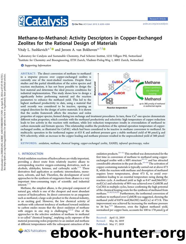Methane-to-Methanol: Activity Descriptors in Copper-Exchanged Zeolites for the Rational Design of Materials by Vitaly L. Sushkevich & Jeroen A. van Bokhoven