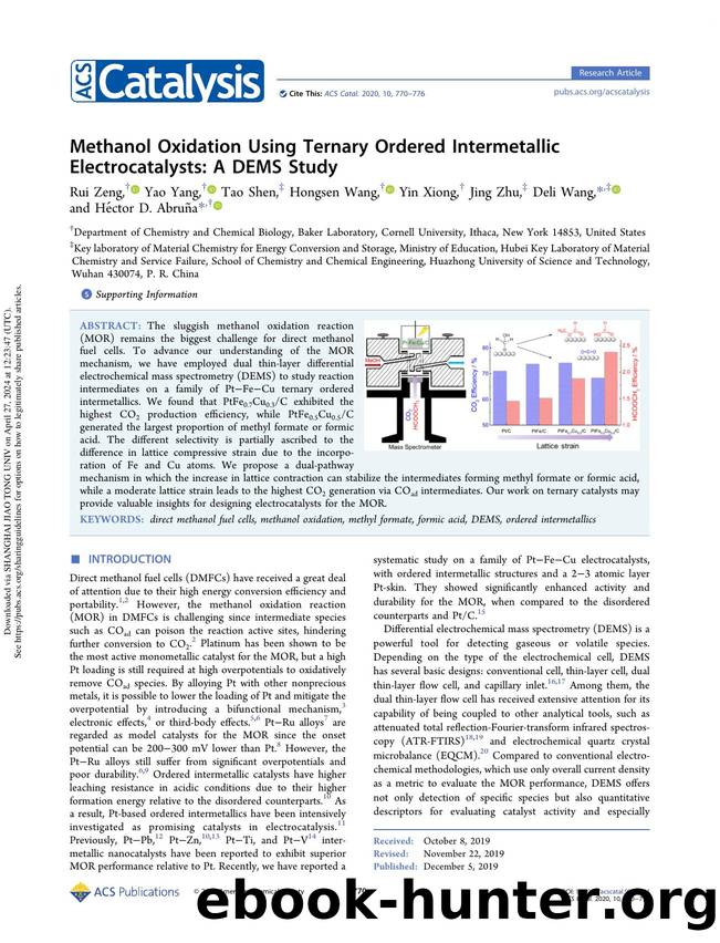 Methanol Oxidation Using Ternary Ordered Intermetallic Electrocatalysts: A DEMS Study by Rui Zeng Yao Yang Tao Shen Hongsen Wang Yin Xiong Jing Zhu Deli Wang & Héctor D. Abruña