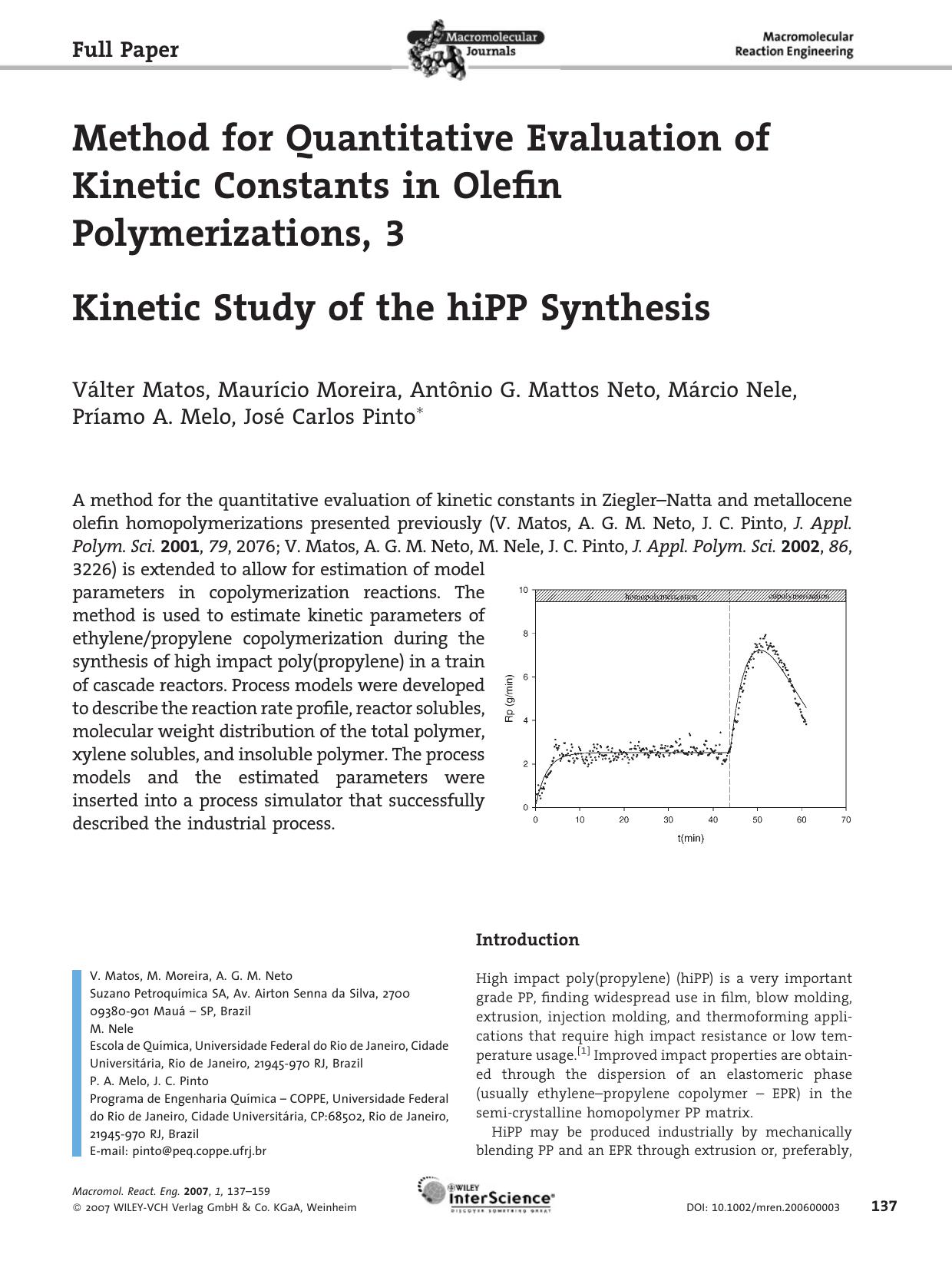 Method for Quantitative Evaluation of Kinetic Constants in Olefin Polymerizations, 3 by Unknown