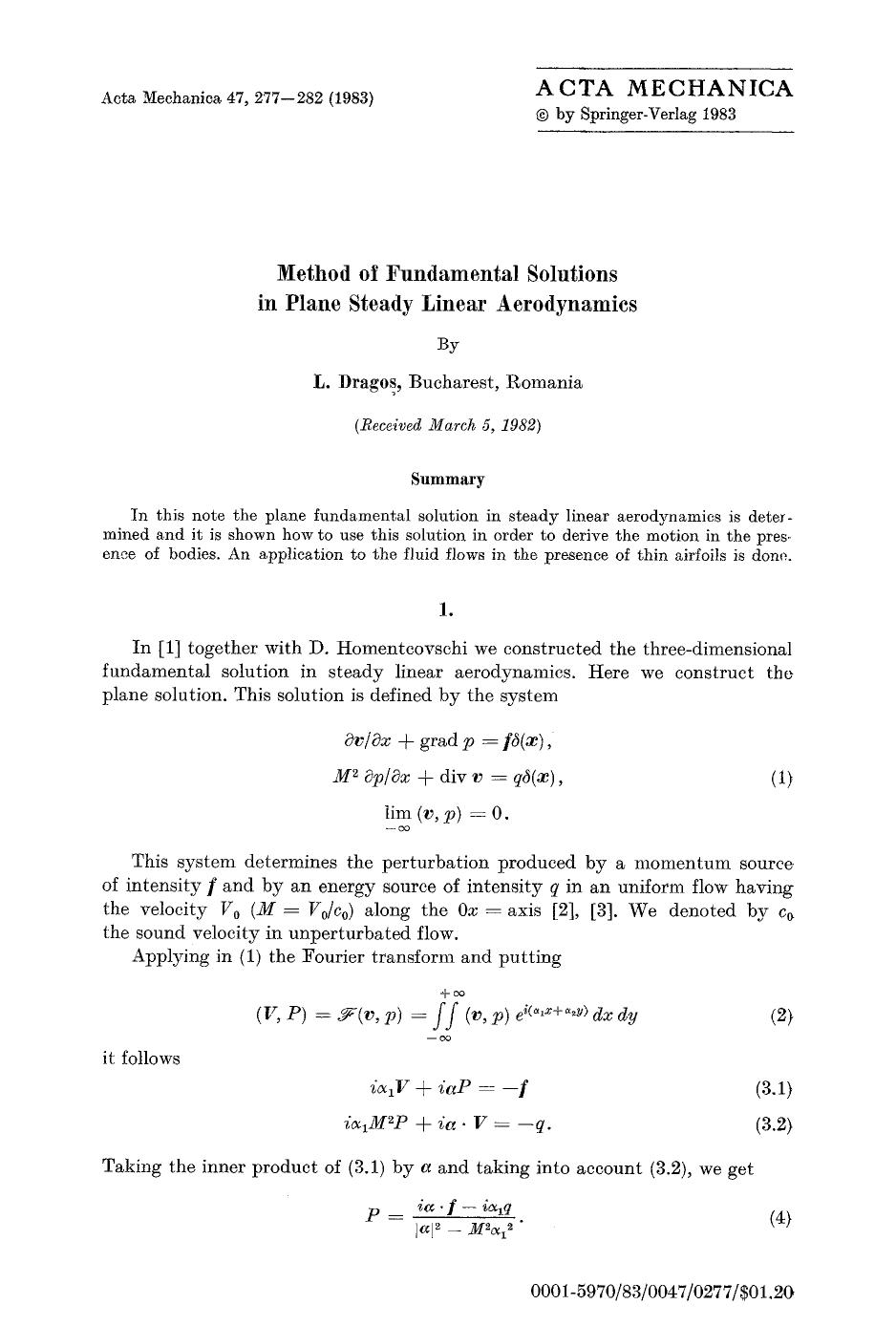 Method of fundamental solutions in plane steady linear aerodynamics by Unknown